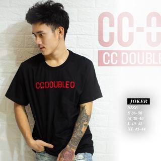 🔖TOPเสื้อยืดแขนสั้นงานปัก-งานป้ายตัวนูนCC DOUBLE O. Cotton100% S,M,L,XL, มีบริการเก็บปลายทาง NO.39