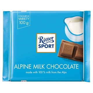 Ritter Sport Alpine Milk Chocolate 100g.ริทเทอร์สปอร์ตอัลไพน์ช็อกโกแลตนม 100กรัม.