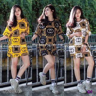 #10014 เสื้อทรงโอเวอร์ไซส์สกรีนลาย