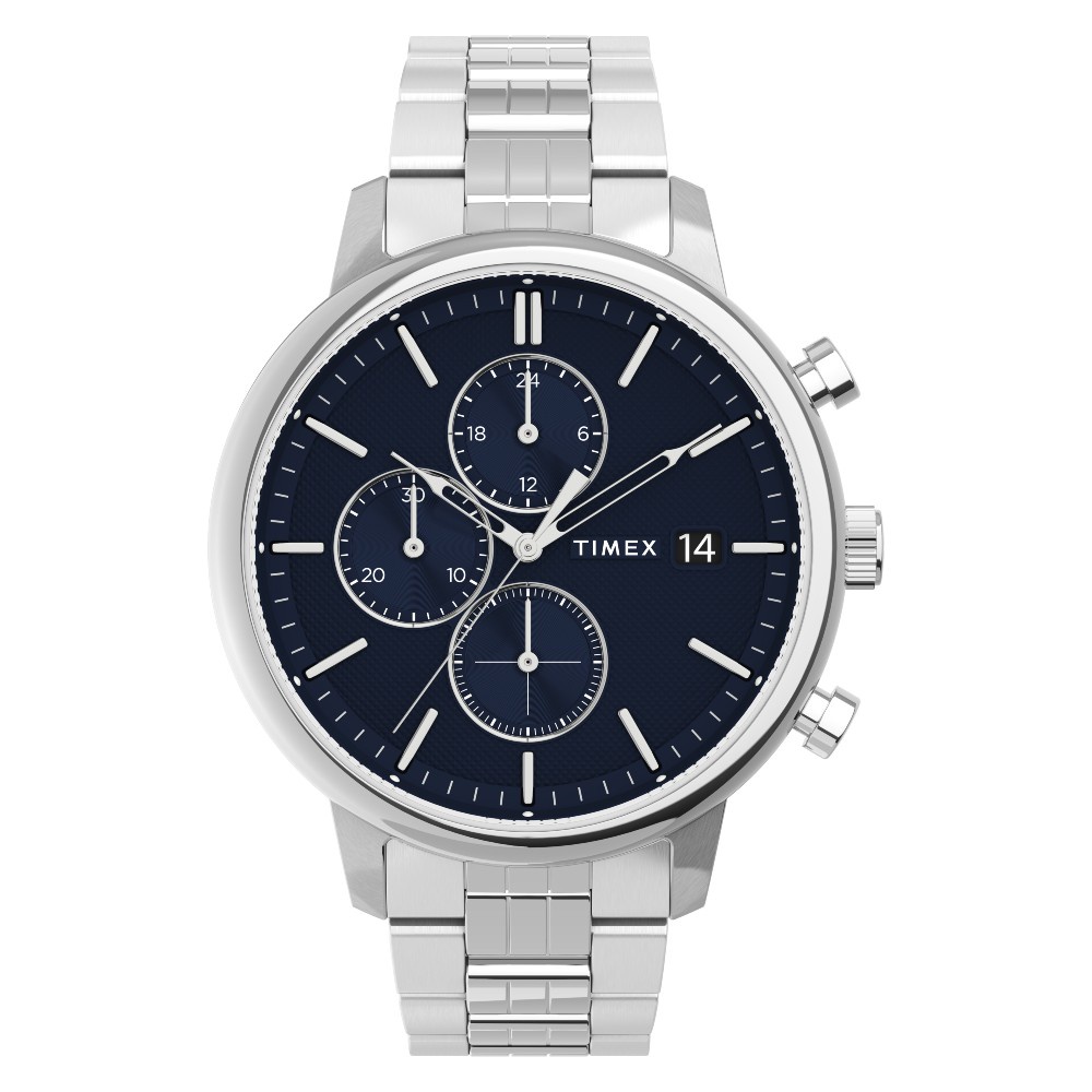 Timex TW2V01700 Chicago  นาฬิกาข้อมือผู้ชาย สายสแตนเลส Silver/Blue หน้าปัด 45 มม.
