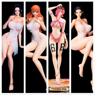 PVC รูป One piece กลุ่มโจรสลัดหมวกฟาง แมวขโมยนามิ Nami Robin Hancock รุ่นผ้าขนหนู เซ็กซี่ 28 ซม. ตุ๊กตาโมเดล