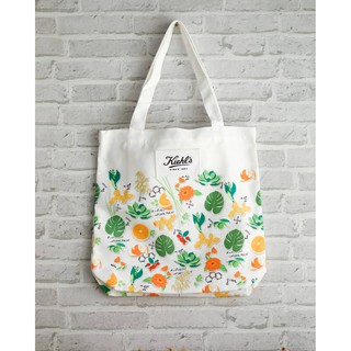 กระเป๋าผ้า Kiehls ลาย ดอกไม้และพืชสมุนไพร สีสันสดใส Kiehls Tote Bag