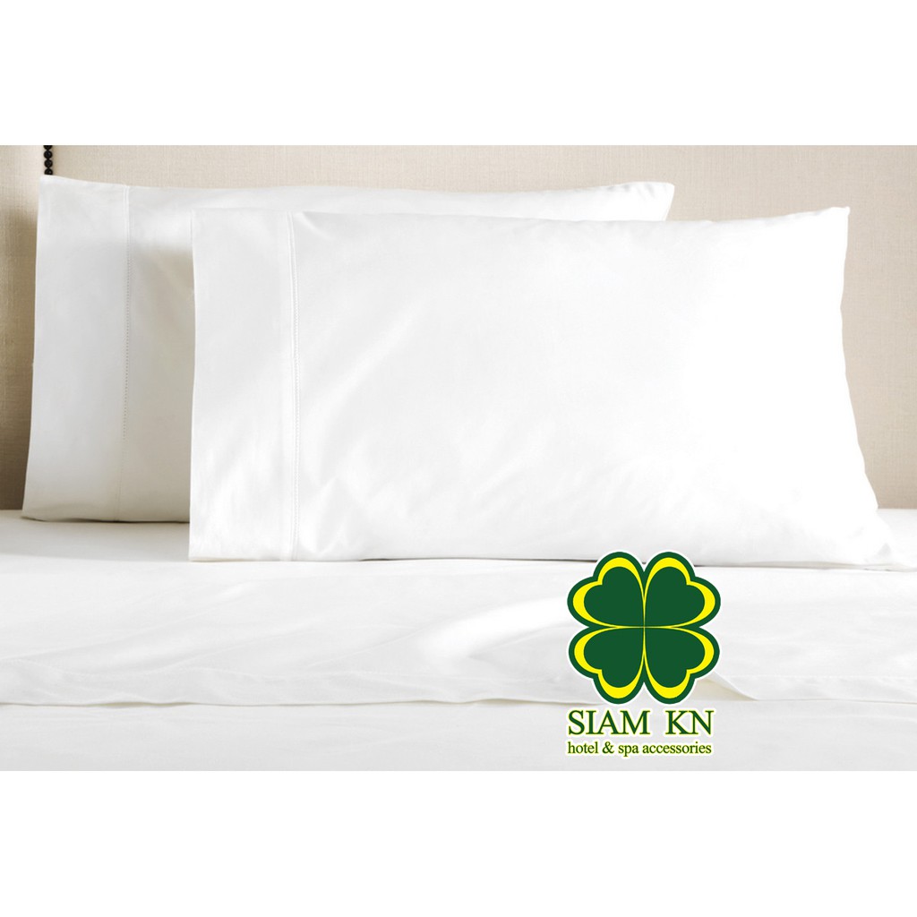 ปลอกหมอนโรงแรม ผ้าcotton Satin ทอ400เส้นด้าย สีขาวเรียบ