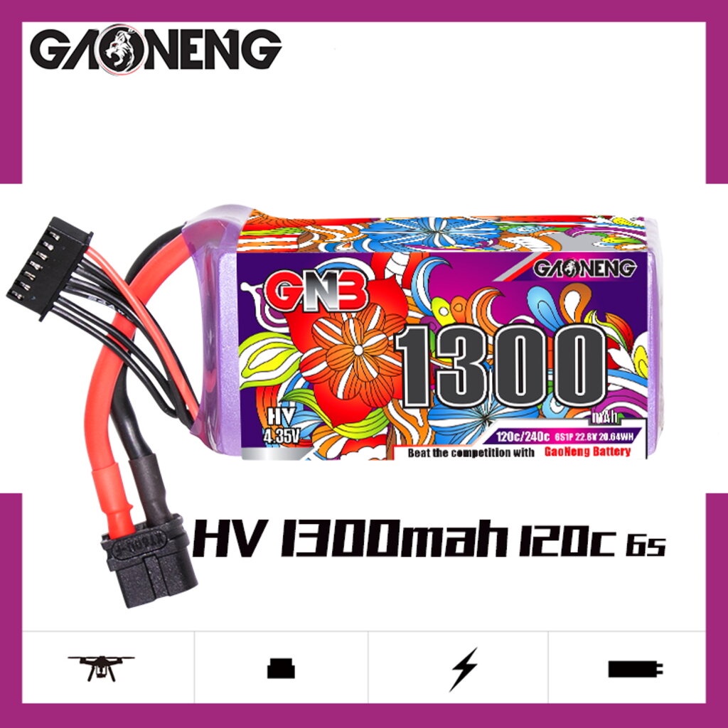 Gaoneng GNB 6S 1300MAH 22.8V 120C/240C HV XT60 Lipo Battery แบตเตอร์รี่ RC รถบังคับเครื่องบิน โดรนจิ๋ว #5