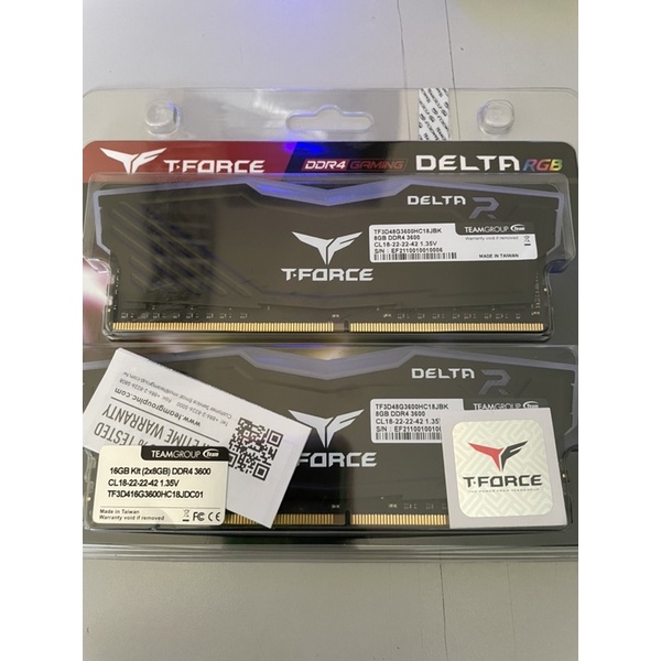 [มือ2] RAM TEAM DELTA RGB 16GB (8GBx2) DDR4 3600 Black TFORCE แรม PC ทีม ทีมกรุ๊ป เดลต้า ทีฟอร์ส พีซี Bus 3600