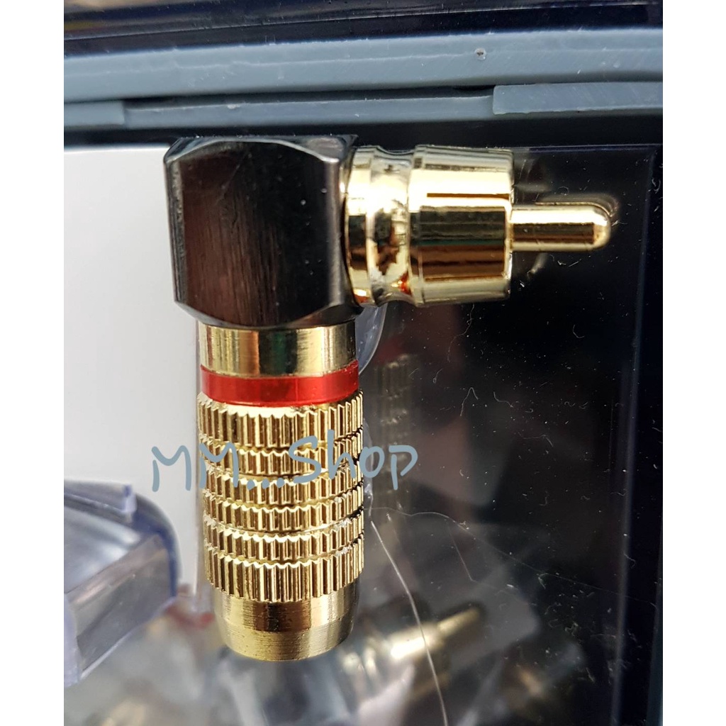 หัวแจ็ค RCA ตัวผู้ รุ่นตัวงอทองอย่างดี แจ็คอาร์ซีเอตัวผู้ ปลั๊กRCA สำหรับเข้าสาย ต่อสายสัญญาณ  ***รา