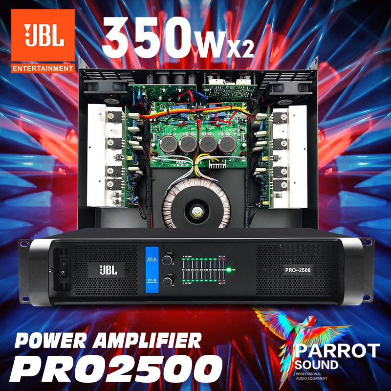 ❖JBLพาวเวอร์แอมป์ PRO-2500 350Wx2พาวเวอร์แอมป์ มีครอสโอเวอร์ในตัว เพาเวอร์แอมป์ Class H จัดส่งฟรี100%Power amplifierรอง