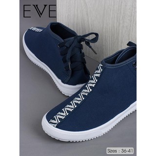 รองเท้า EVE ผ้าใบหุ้มข้อสูง ผูกหลัง สีน้ำเงิน