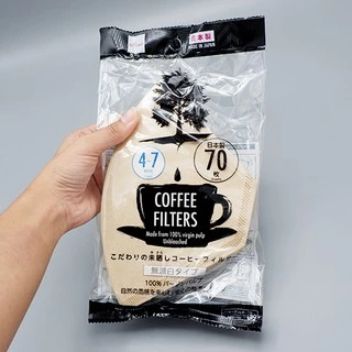 Daiso ฟิวเตอร์กรองกาแฟไม่ฟอกสีขาวชงได้ 4-7 แก้ว/แผ่น บรรจุ 70 ชิ้น