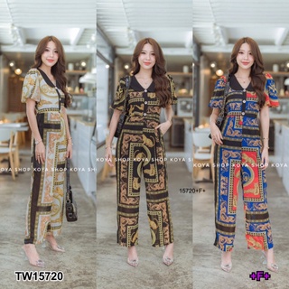 B15720 Jumpsuit จั้มสูทแขนพองขายาว พิมลายกราฟฟิก Jumpsuit Jumpsuit puff sleeves long legs Graphic print