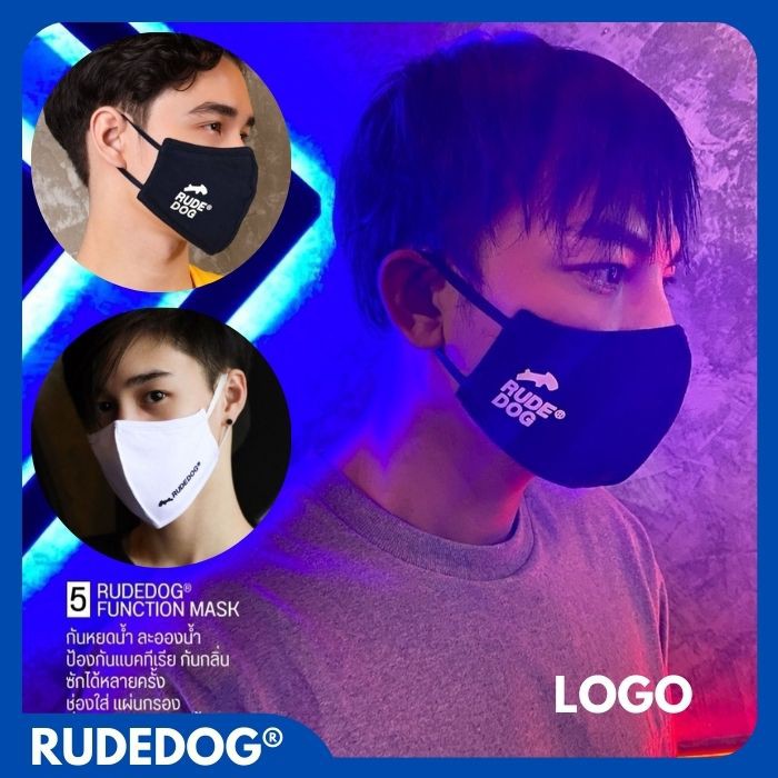 Mask​ Rudedog​ รุ่น​ Logo​ / หน้ากากผ้า 3 ชั้น กันหยดน้ำ มีช่องสำหรับใส่แผ่นกรอง