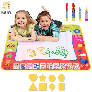 GS❤ Water Drawing Mat Large Doodle Mat Painting Board Writing Mats with 4 Pens 8 Molds Kids Learning Toy