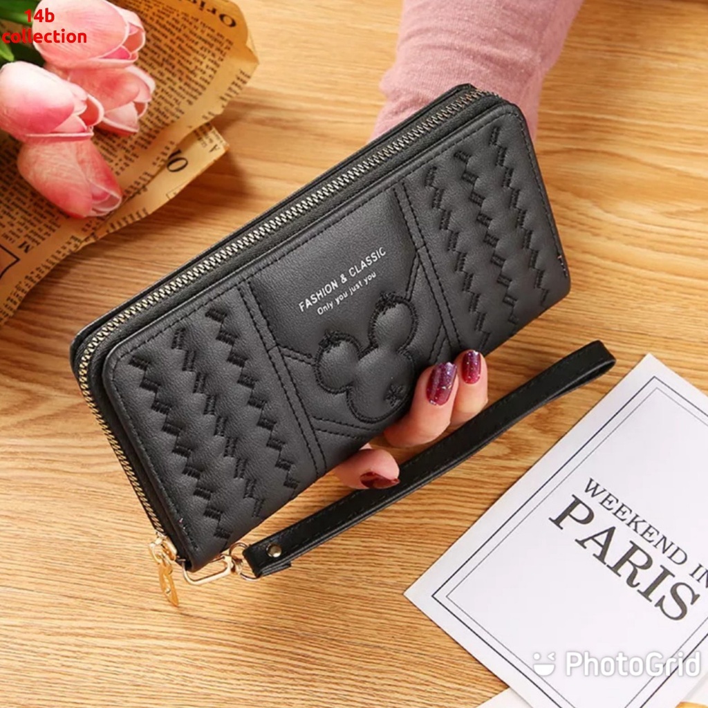 [DAILYBAG] - กระเป๋าสตางค์ใบยาวผู้หญิง JP07 Mickey Mouse Motif Womens Long Folding Wallet Multifunct