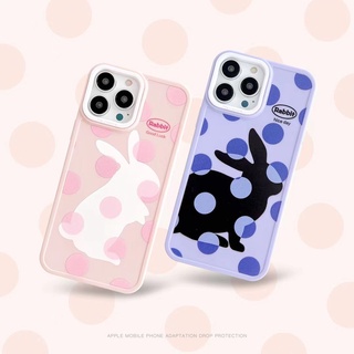 ✨ส่งเชือกเส้นเล็ก✨เคสไอโฟน14 Pro Max 13 12 11 เคส for iPhone 14พลัส กระต่ายด่าง น่ารัก พกง่ายๆ การป้องกันการตก Case