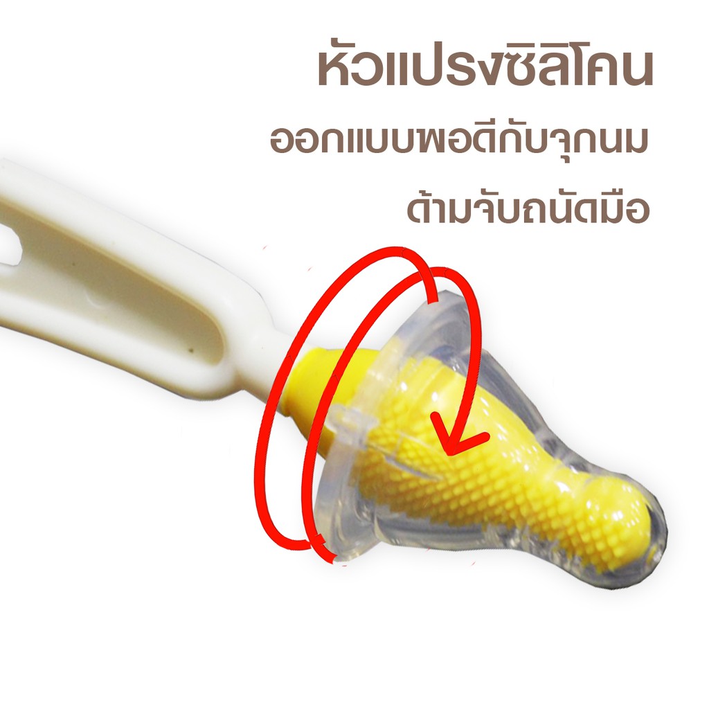 Grace Kids แปรงล้างจุกนม หัวซิลิโคน | ทำความสะอาดล้ำลึก ไม่ทำให้จุกขาด