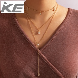 Long Necklace Tassel Diamond Five-pointed Star Simple Multi-Gold Necklace Women for girls for