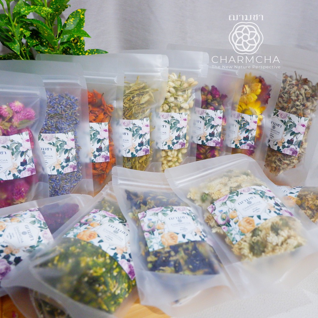 ชาดอกไม้ชุดเซ็ท 10g-30g คละจำนวน 20 ซอง นำไปผสมกันได้อย่างลงตัวตามสไตล์ตัวเอง ฌามชา ชาดอกไม้