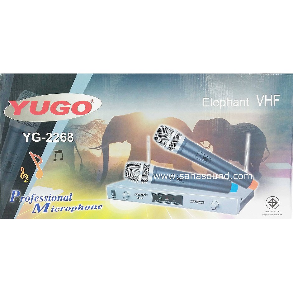 ไมคโครโฟนลอยคู่ YUGO รุ่น YG-2268 สัญญาณ VHF ระบบ Wireless