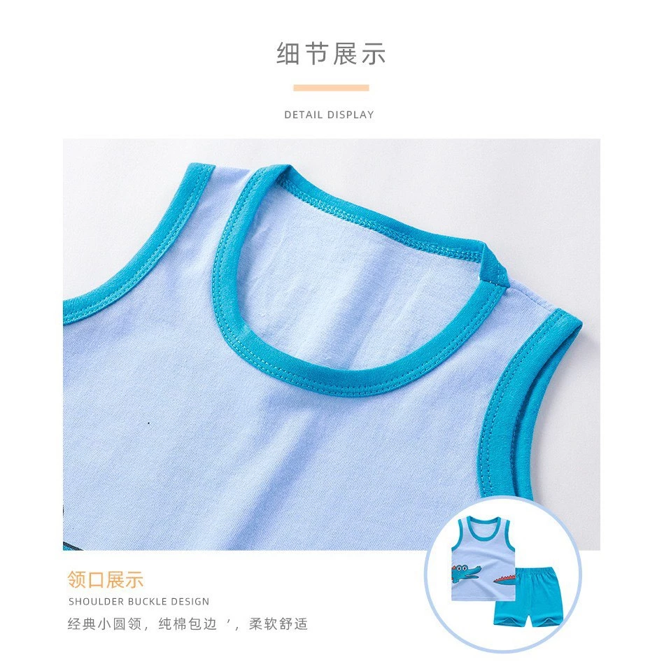 【ชุด】เสื้อผ้าเด็กชุดสูทเด็กแขนสั้น ผ้าคอตตอนเครื่องแต่งกายการ์ตูนเด็กของขวัญสำหรับเด็ก เสื้อกล้ามเด็กแขนสั้น ชุดนอนเด็ก thumbnail 7