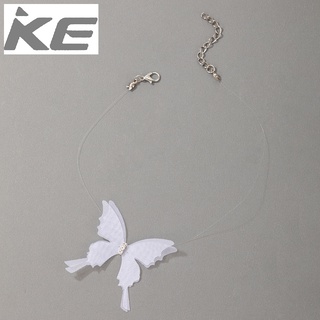 Transparent Invisible Fishing Line Tulle Butterfly Necklace Female Clavicle Chain Fairy Short