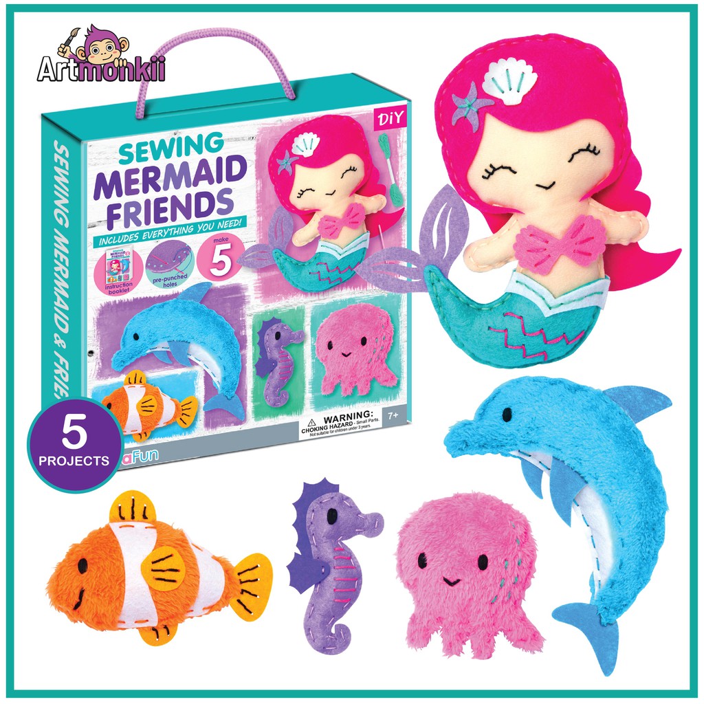 SEWING MERMAID FRIENDS, ชุดเย็บตุ๊กตา, ของเล่นสนุกๆ ของเล่นเสริมทักษะ, ของเล่นเด็ก 7 ขวบขึ้นไป,Kids 