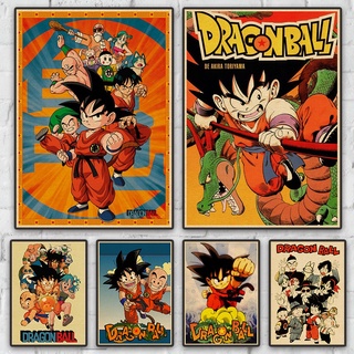 มาใหม่ โปสเตอร์กระดาษคราฟท์ พิมพ์ลายการ์ตูน Dragonball สไตล์ญี่ปุ่น เรโทร สําหรับตกแต่งผนังบ้าน ห้อง