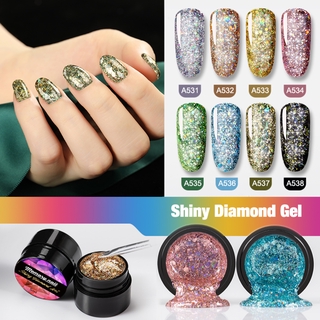 สีเจลกากเพชร แบบกระปุก Shiny Diamond Gel เนื้อกากเพชรเข้มข้น