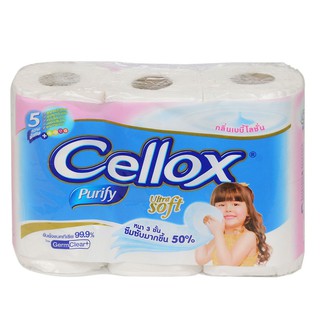 กระดาษชำระ CELLOX พิวริฟาย อัลตร้าซอฟท์ เบบี้โลชัน แพ็ค 6