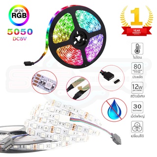 ไฟเส้นพื้นขาว RGB 5050 LED Chip DC5V 4pin เปลี่ยนแสงได้มาตรฐาน IP20 ไม่กันน้ำความยาว 1M, 2M, 3M, 4M, 5M