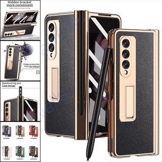 เคสโทรศัพท์มือถือ PC กันกระแทก พร้อมขาตั้งแม่เหล็ก สําหรับ Samsung Galaxy Z Fold 3 5G