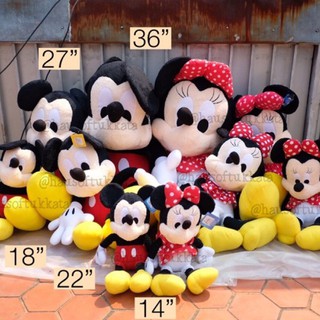 ตุ๊กตา Mickey Mouse มิกกี้เม้าส์ &amp; Minnie Mouse มินนี่เม้าส์ 14/18/22นิ้ว มิกกี้ มินนี่