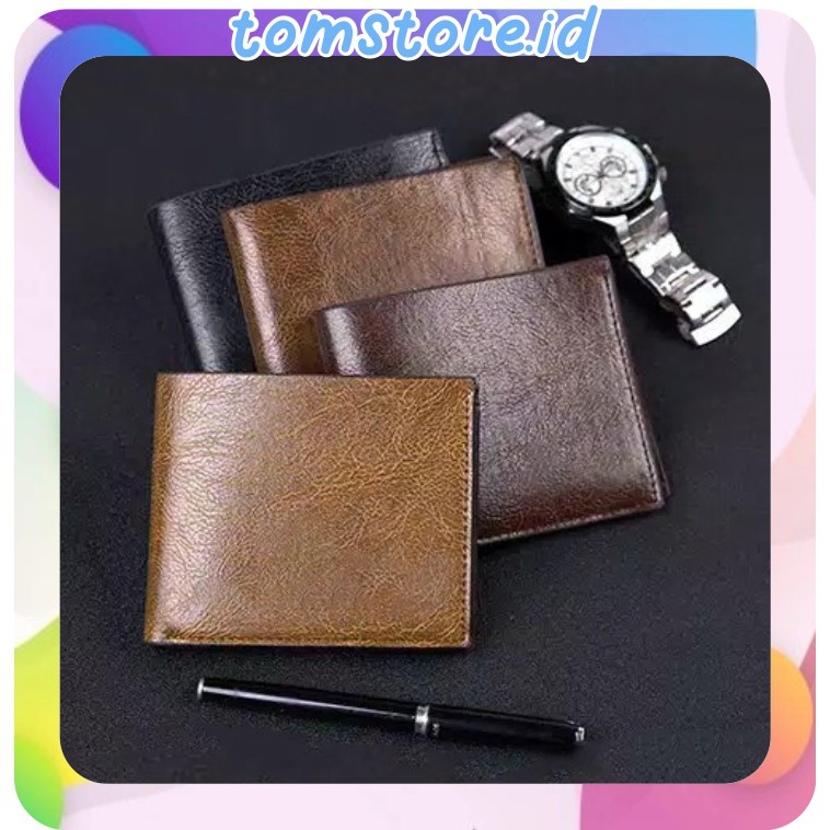 TOMSTORE.ID D010 กระเป๋าสตางค์ผู้ชาย PU หนัง CLUTCH พับ Buluo รุ่นสั้นขายส่งนําเข้า