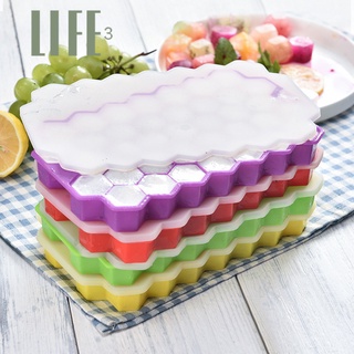 Honeycomb ice cube mould with lid  kitchenidea/ถาดทำน้ำแข็งซิลิโคน/ถาดน้ำแข็งซิลิโคนรังผึ้ง 37 ตาราง ที่ทำน้ำแข็งพร้อมฝาปิด  ห้องครัว ทำน้ำแข็ง