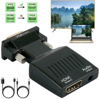 VGA Male to HDMI Female Converter+Audio Adapter Support 1080P Signal Output (Black)