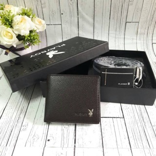 👍🏻 PLAYBOY LEATHER BELT &amp; WALLET VALUE PACK Limited Edition จาก Playboy 🍭