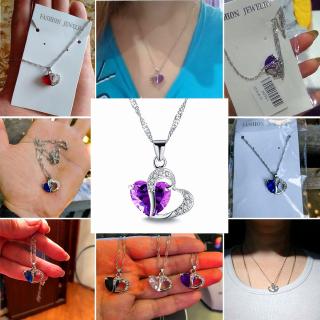 เครื่องประดับจี้สร้อยคอแฟชั่นผู้หญิงรูปหัวใจคริสตัล rhinestone