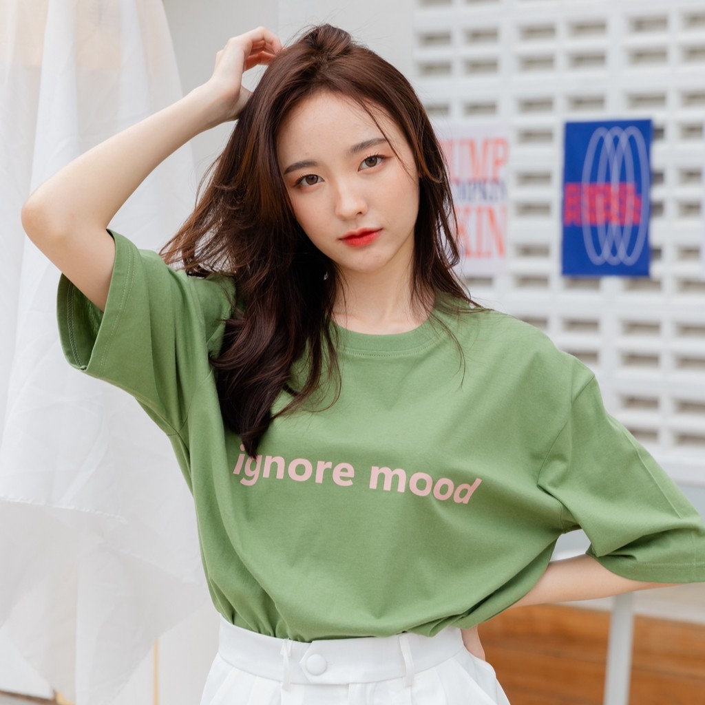 AMITY - เสื้อยืด ignore mood สีเขียวขี้ม้า | Shopee Thailand