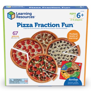 Learning Resources, Pizza Fraction Fun Game ชุด เกมส์เรียนรู้เศษส่วนจากพิซซ่า 4 ถาด ของเล่นเด็ก 6 ปีขึ้นไป