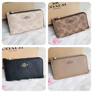 COACH ⚜️ งาน shop ⚜️ Small L-Zip Card Case กระเป๋าใส่บัตร และมีช่องซิปใส่เหรียญ (กระเป๋าสตางค์เล็ก)