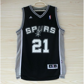 ใหม่ NBA San Antonio Spurs สําหรับผู้ชาย #เสื้อกีฬาบาสเก็ตบอล ปักลาย 21 Tim Duncan R30 สีดํา