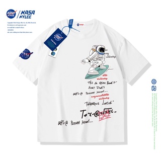 เสื้อยืดแขนสั้น ผ้าฝ้าย ทรงหลวม ลาย Nasa NYLEE แฟชั่นฤดูร้อน สําหรับผู้ชาย และผู้หญิง