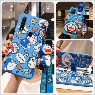 เคส VIVO V2024 V2025 V2026 V2027 V2028 V2029 V2030 V2031 V2032 V2033 V2036 V2038 V2042 V2102 V1907 1907 1803 1802 1808 V1732A แฟชั่นการ์ตูนโดราเอมอนน่ารักเคสโทรศัพท์ปลอกซิลิโคนอ่อนนุ่มพร้อมขาตั้งตุ๊กตาป๊อปอัพและเชือกเส้นเล็ก