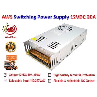 DC สวิตชิ่งเพาเวอร์ซัพพลาย Switching Power Supply 12V 30A รุ่น S-360-12