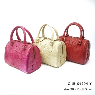 Prang Crocodile Leather Top Handle Bag Handbag กระเป๋าถือสตรี กระเป๋าผู้หญิง หนังจระเข้ C-LB-0420H-Y