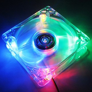 8025 Clear 8cm พร้อมไฟเลี้ยว LED Chassis Cooling Fan สำหรับเครื่องคอมพิวเตอร์ Case Cooler