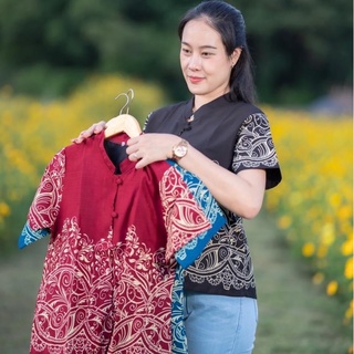 เสื้อคอจีนงานอัดกาว ลวดลาย