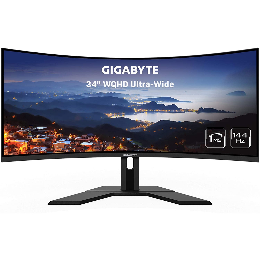 MONITOR 34" Gigabyte G34WQC 144Hz Ultra-Wide Curved Gaming Monitor, 3440 x 1440 VA 1500R Display HDR