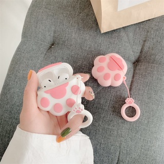 เคสหูฟังบลูทูธไร้สาย ซิลิโคนนิ่ม ลายการ์ตูนอุ้งเท้าแมว สําหรับ Airpods pro 3 2 1 1 2 3 pro