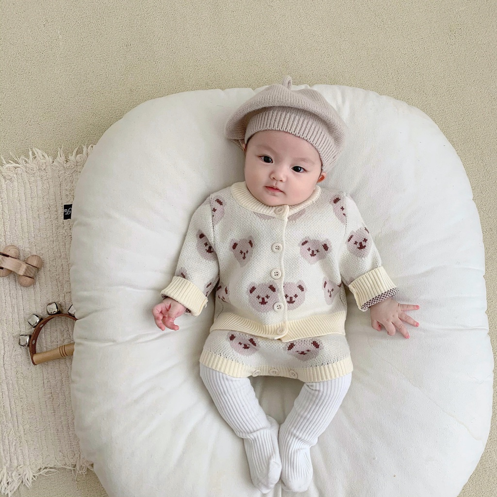 ชุดบอดี้สูทกันหนาว ลายหมีน่ารัก แฟชั่นฤดูหนาว สําหรับเด็กอายุ 0-3 ปี