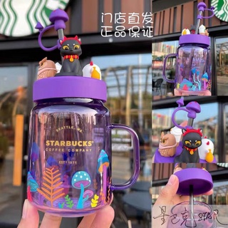 🍨สตาร์บัคส์คัพ☕Starbucks Halloween Cup 525mlk Night Elf Purple Mason Cup Straw Cup ถ้วยกาแฟ